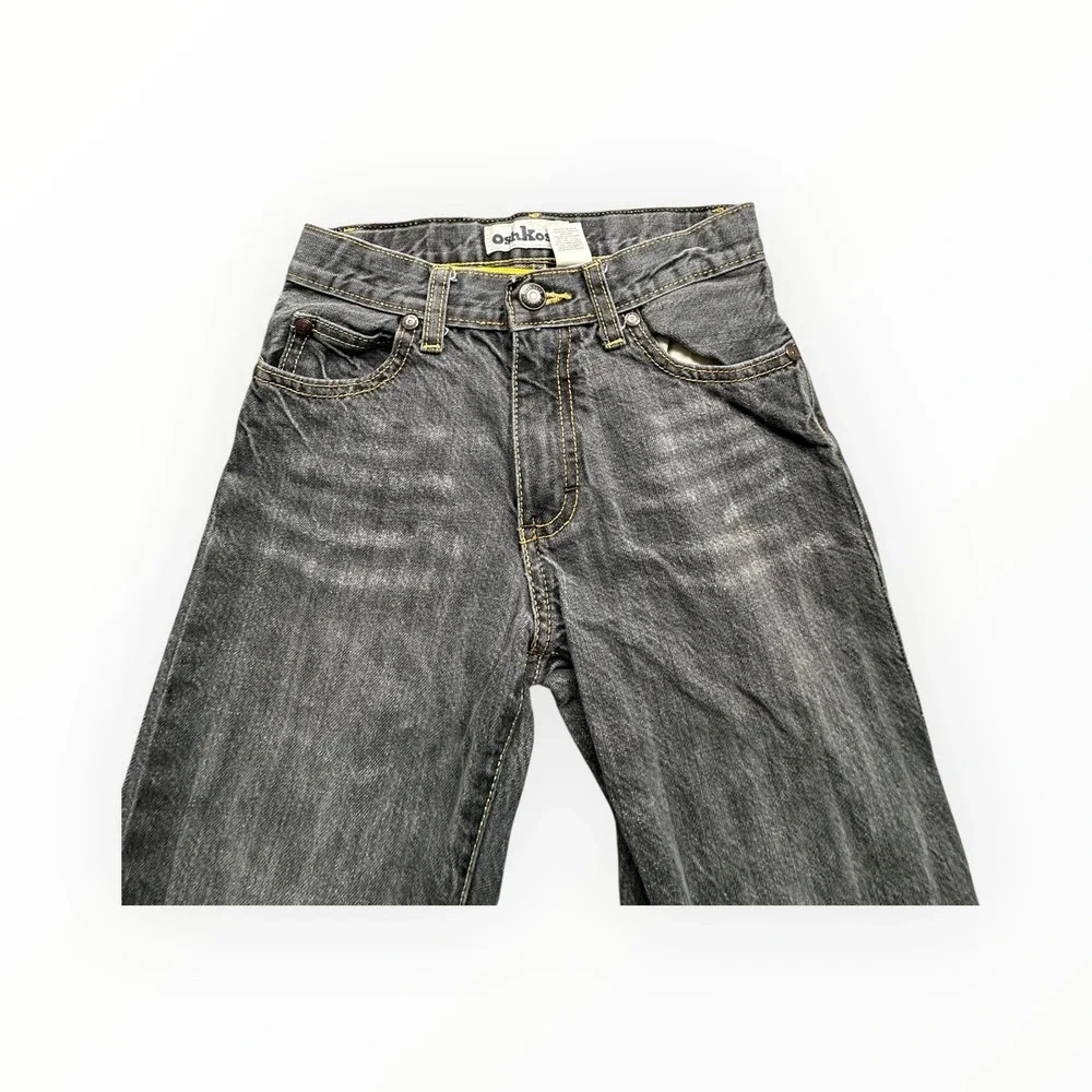 OshKosh Jeans Kids‎ Size 6 Black Faded Regular Fit Distressed Straight Leg Denim